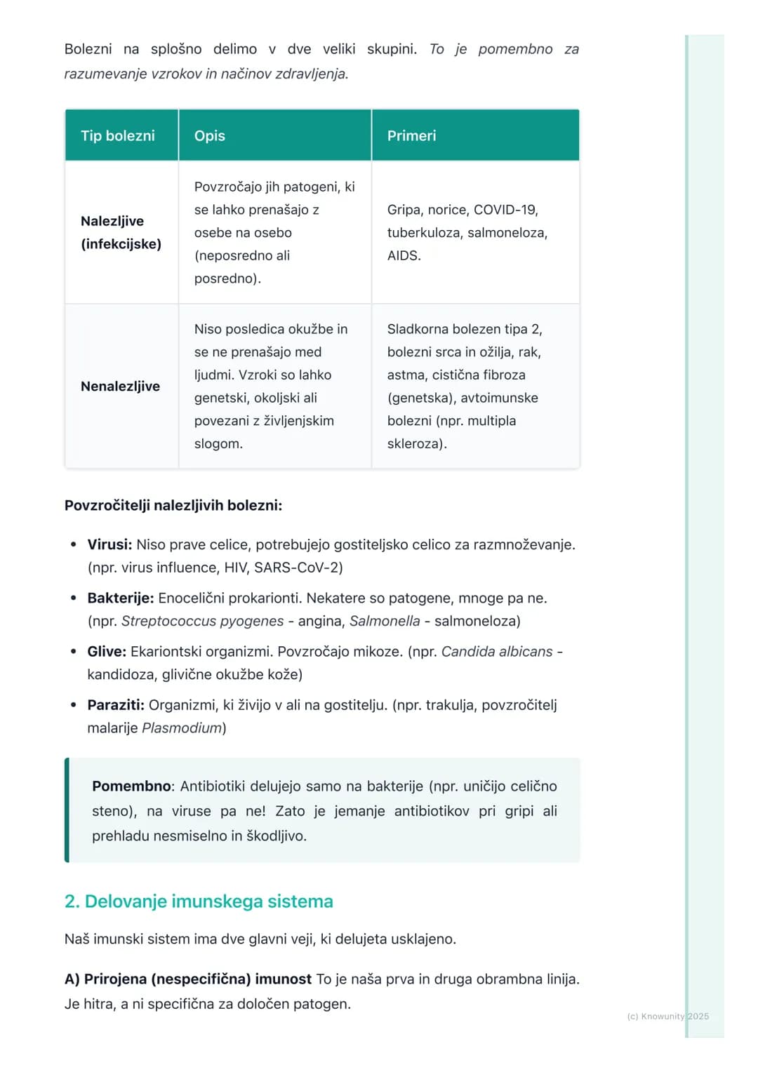 # Bolezni in imunost

Uvod v bolezni in imunost

Bolezni so stanja, ki motijo normalno delovanje telesa, njegovih organov ali
sistemov. Naše