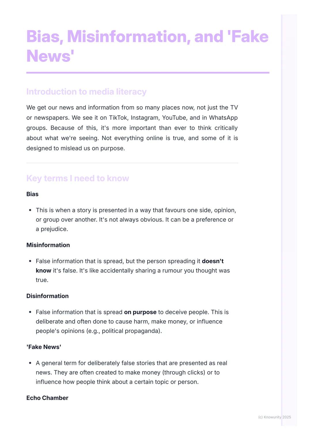 # Bias, Misinformation, and 'Fake
News'

Introduction to media literacy

We get our news and information from so many places now, not just t