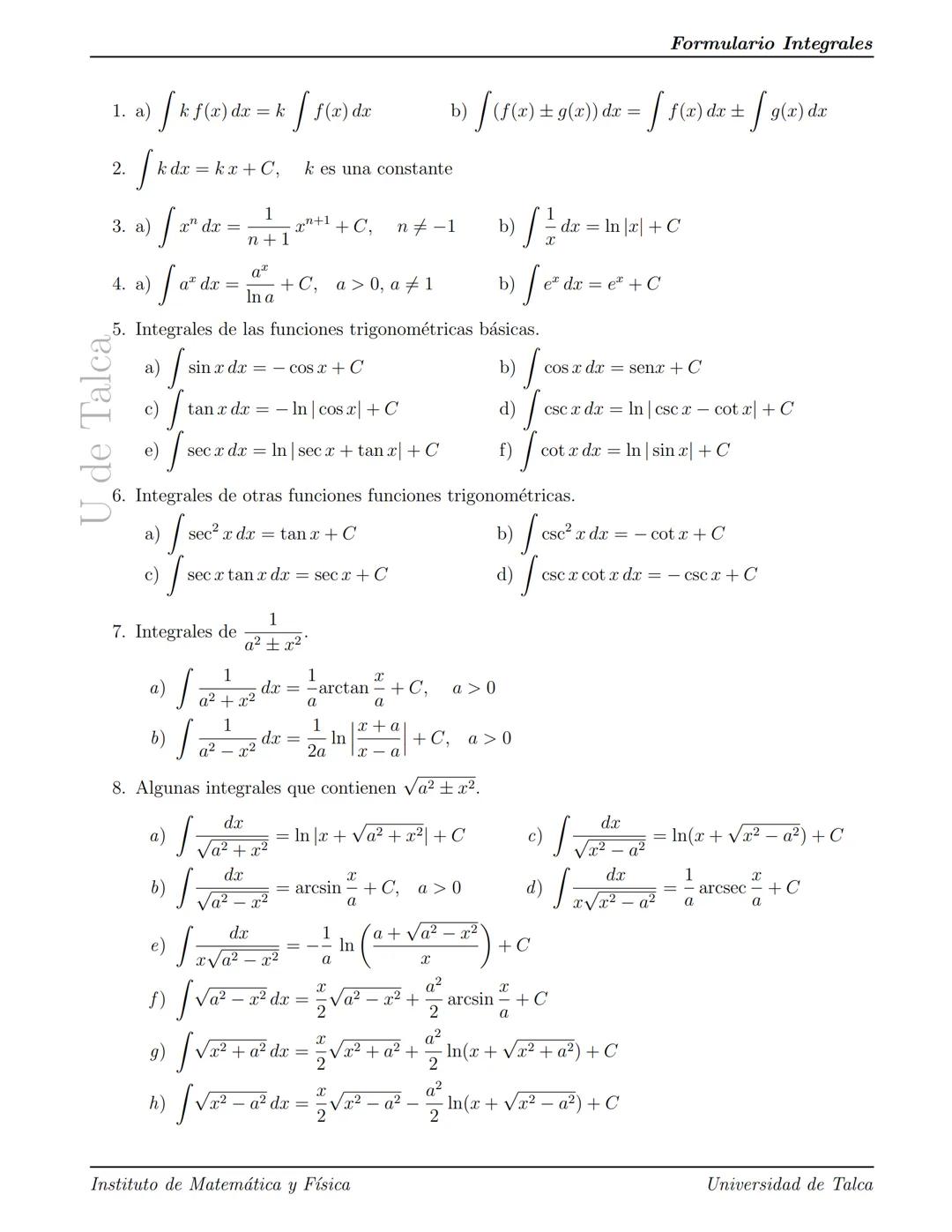 Cálculo II
Mauricio Vargas
Ingeniería Comercial
Universidad de Talca
Semana 18 de agosto 2025 Definición de integral definida

Sea y = f(x) 