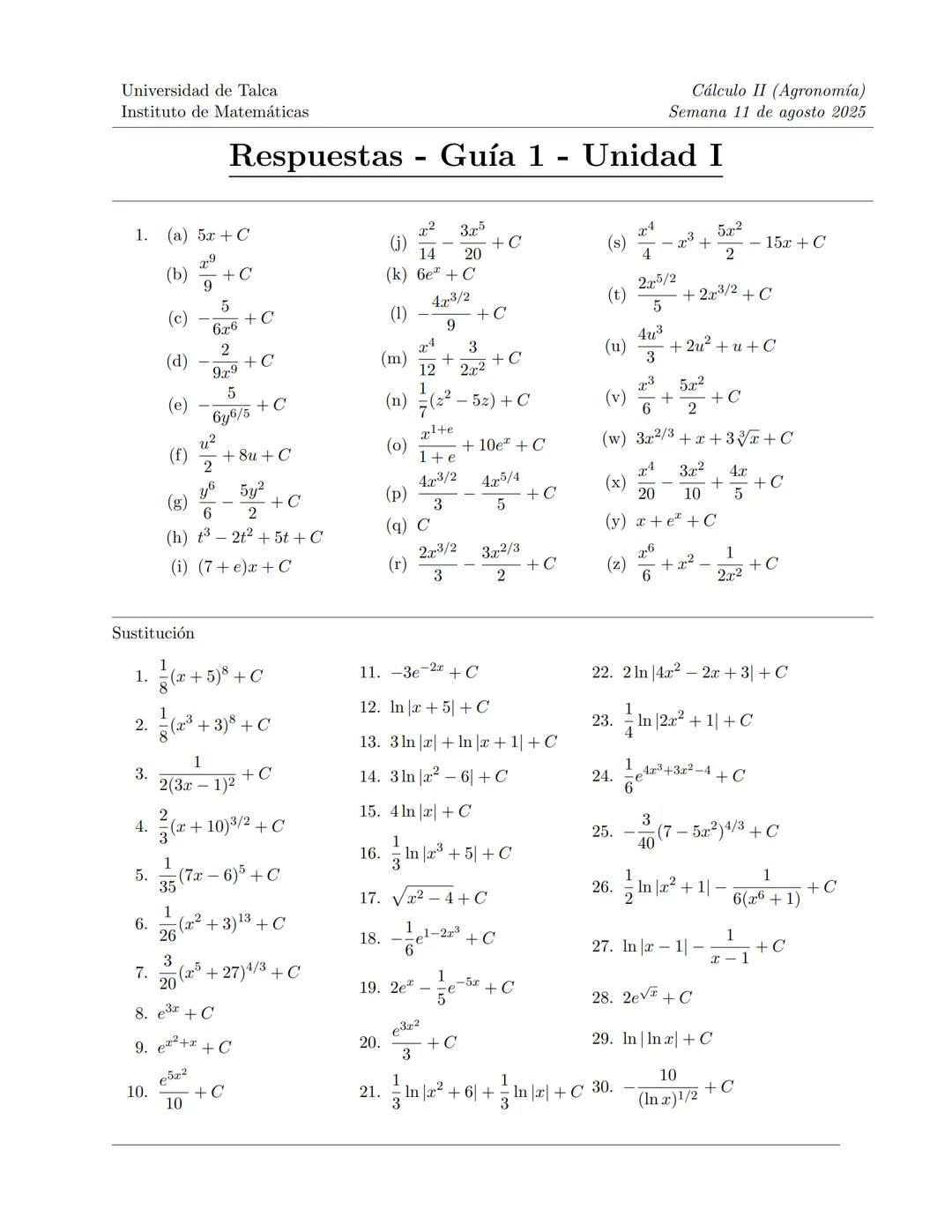 Cálculo II
Mauricio Vargas
Ingeniería Comercial
Universidad de Talca
Semana 18 de agosto 2025 Definición de integral definida

Sea y = f(x) 