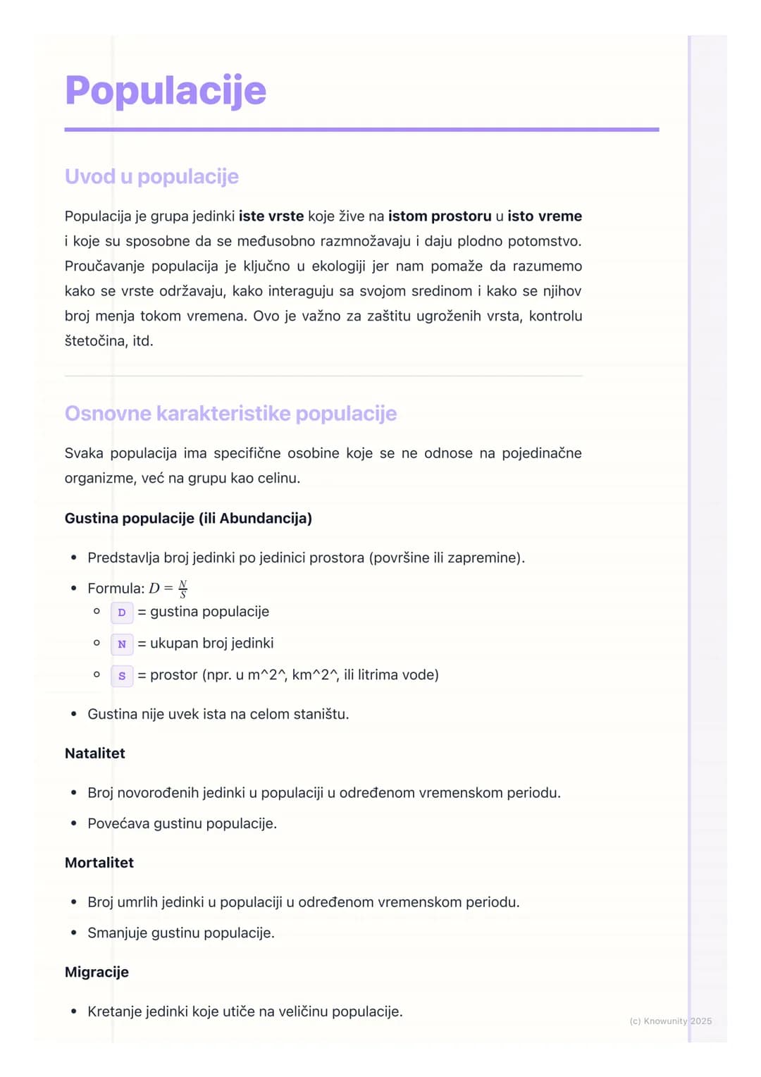 # Populacije

Uvod u populacije

Populacija je grupa jedinki iste vrste koje žive na istom prostoru u isto vreme
i koje su sposobne da se me