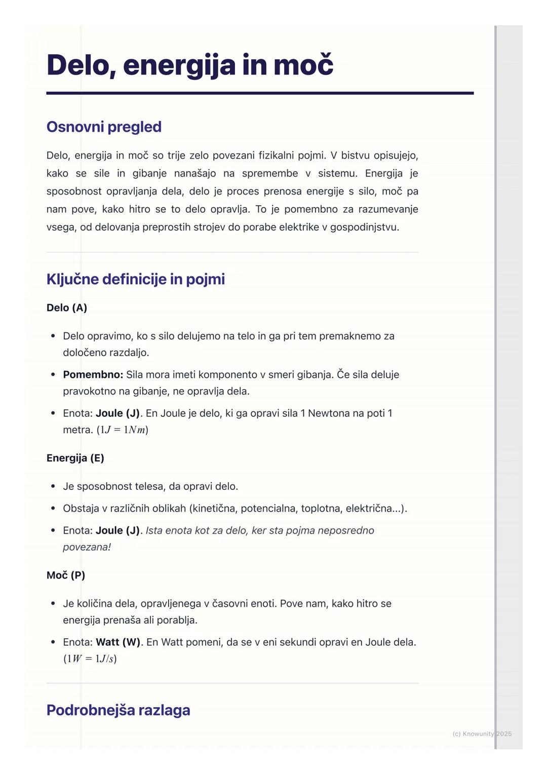 # Delo, energija in moč

Osnovni pregled

Delo, energija in moč so trije zelo povezani fizikalni pojmi. V bistvu opisujejo,
kako se sile in 