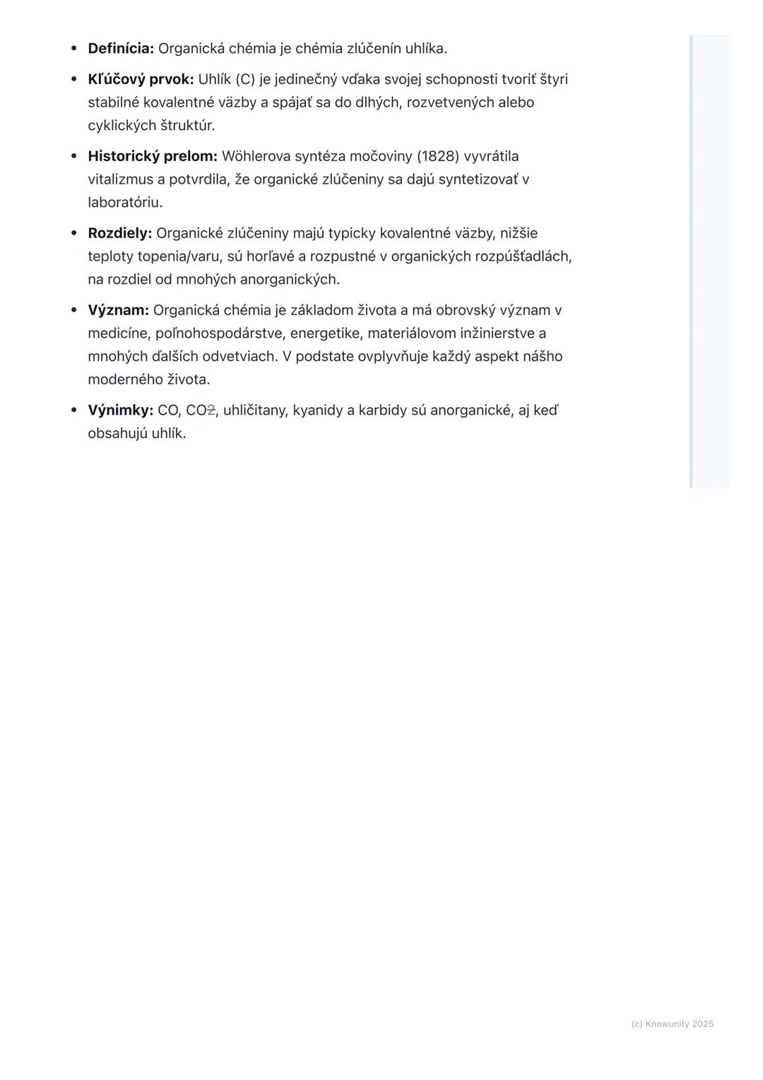 # Predmet a význam organickej
chémie

1. Prehľad a úvod

Organická chémia je obrovská a fascinujúca oblasť chémie, ktorá sa zaoberá
štúdiom 