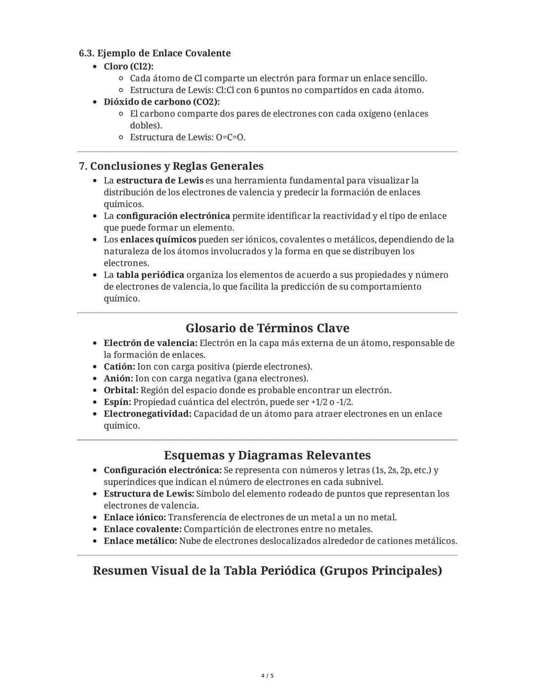 Resumen de Apuntes: Estructura de Lewis, Configuración
Electrónica y Enlace Químico
1. Estructura de Lewis y Configuración Electrónica
1.1. 
