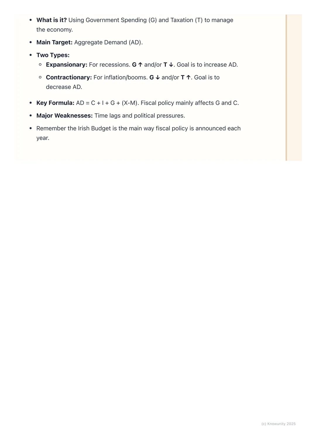 # Fiscal Policy

What is fiscal policy?

Fiscal policy is how the government uses its own spending and the taxes it
collects to influence th