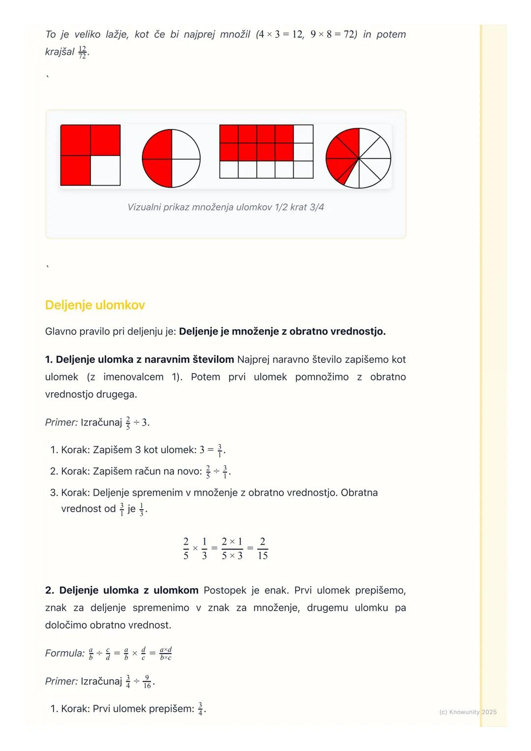 # Množenje in deljenje ulomkov

Uvod v množenje in deljenje ulomkov

To poglavje je nadaljevanje ulomkov. Naučili se bomo, kako ulomke množi
