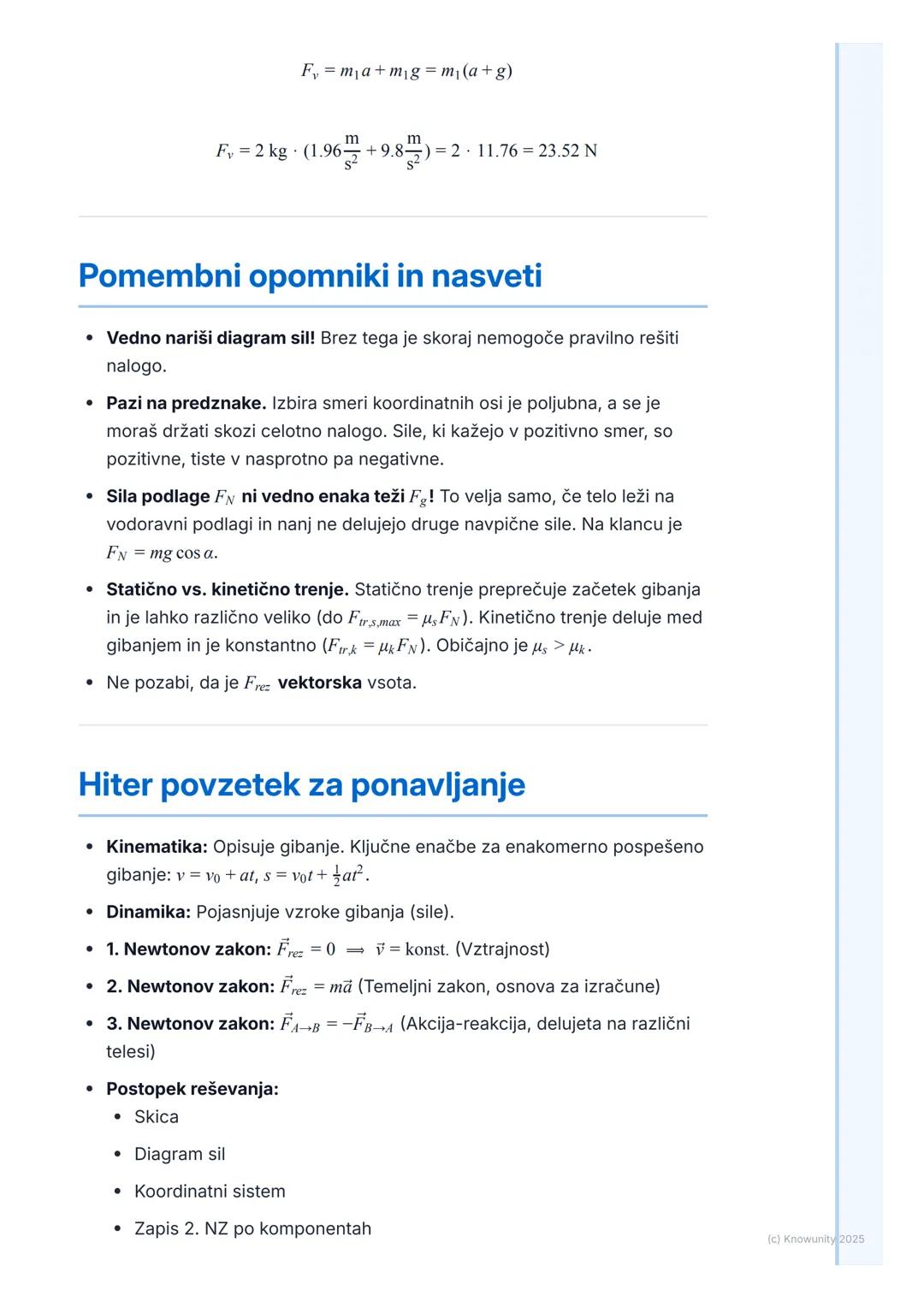 # Kinematika in dinamika točke

Uvodni pregled

Kinematika in dinamika točke sta osnova mehanike. Kinematika opisuje kako
se telesa gibljejo