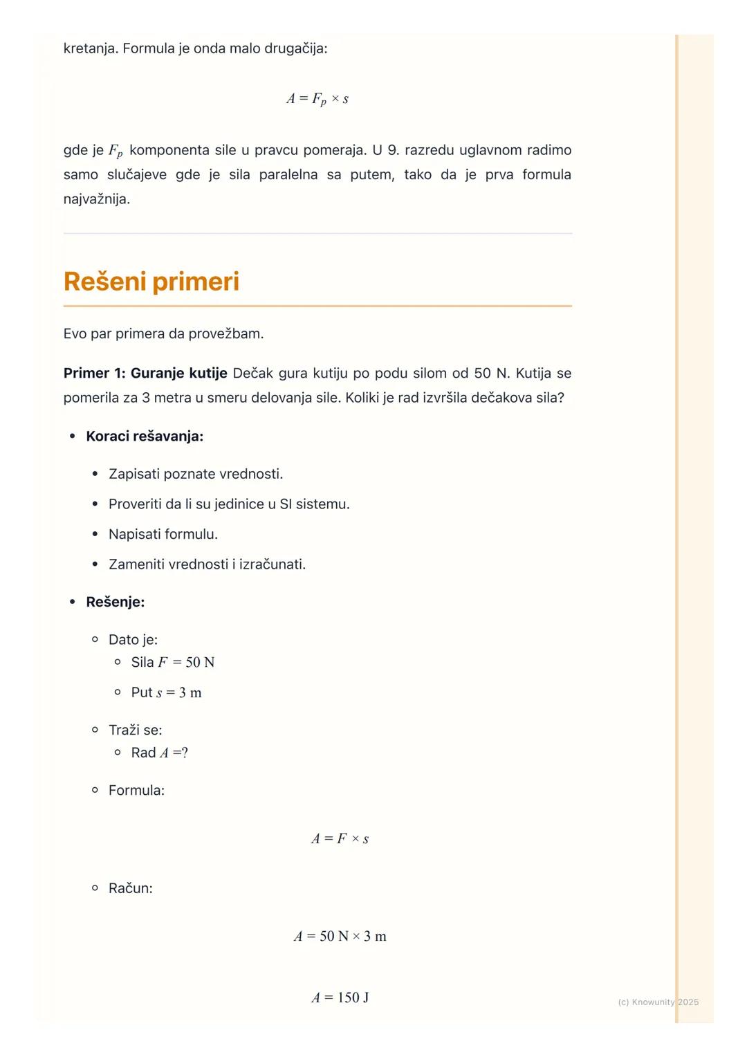 # Mehanički rad

Šta je mehanički rad?

U fizici, reč rad ima posebno značenje. Nije isto kao "raditi domaći" ili "ići na
posao". Mehanički 