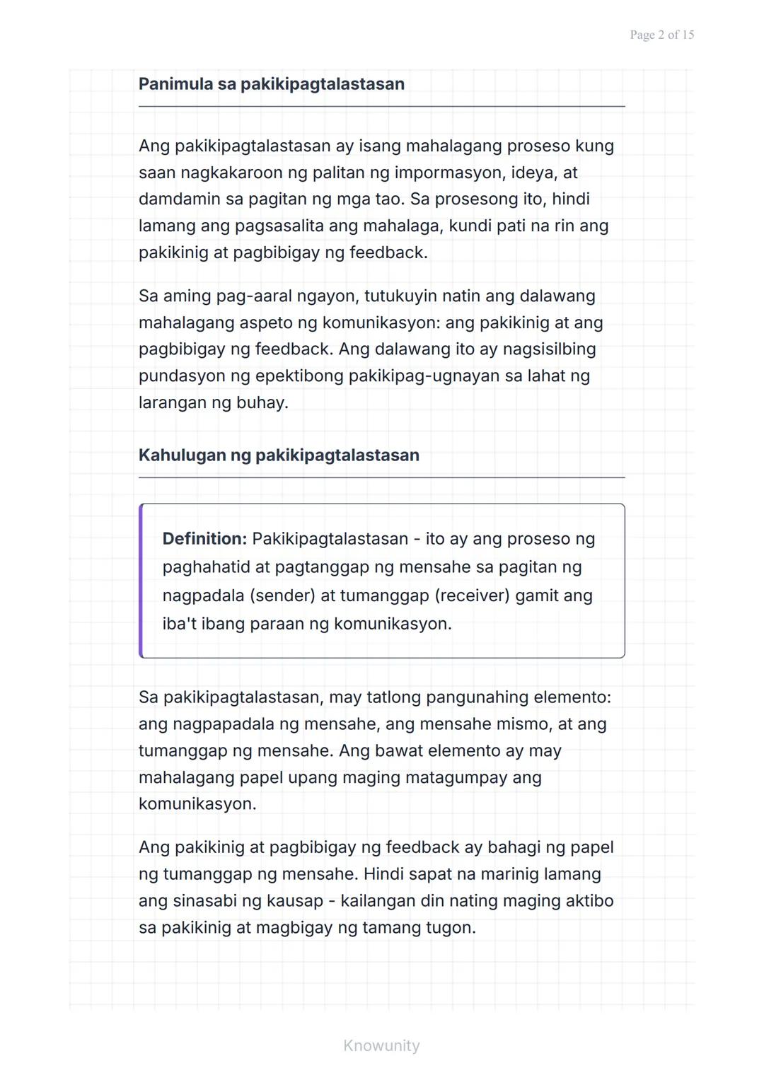 Pakikipagtalastasan at Pagpapahayag: Pakikinig at
Pagbibigay ng Feedback
Pag-aaral ng epektibong pakikinig at
pagbibigay ng feedback
Mga Lay