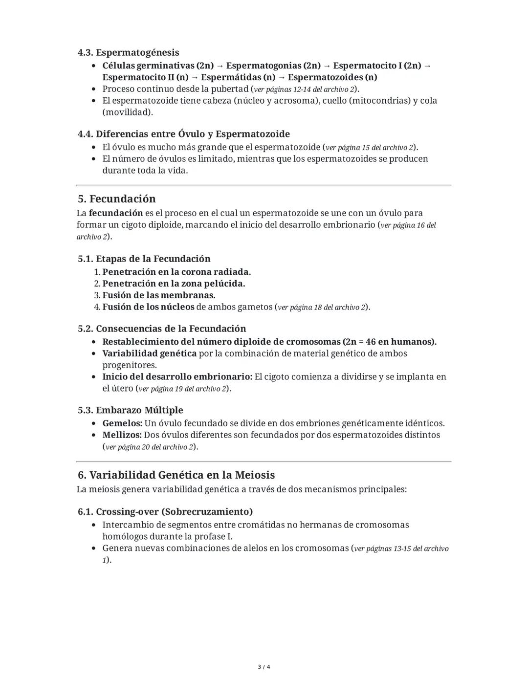 Meiosis, Gametogenesis y Fecundación: Resumen Integral
1. Introducción a la Meiosis
La meiosis es un proceso fundamental en los organismos c