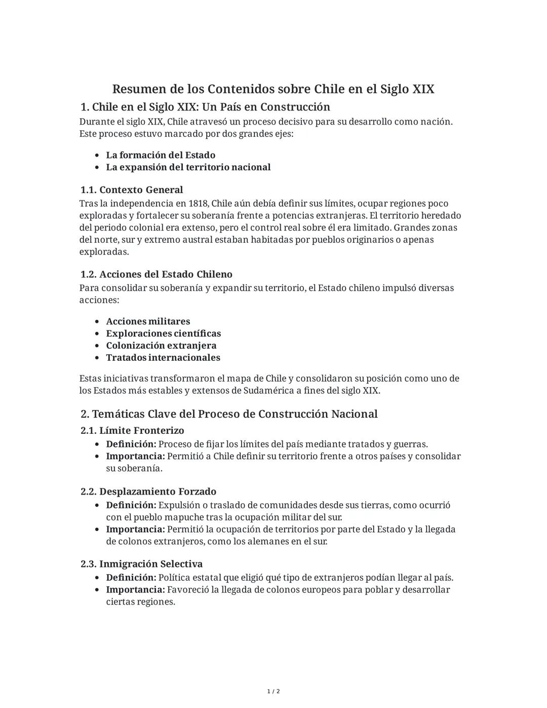 # Resumen de los Contenidos sobre Chile en el Siglo XIX

1. Chile en el Siglo XIX: Un País en Construcción

Durante el siglo XIX, Chile atra