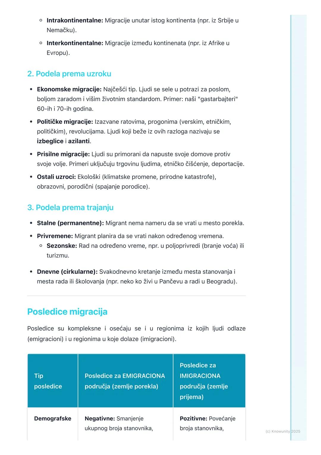 # Migracije i njihove posledice

Uvod u migracije

Migracije predstavljaju prostorno kretanje stanovništva sa ciljem trajne ili
privremene p
