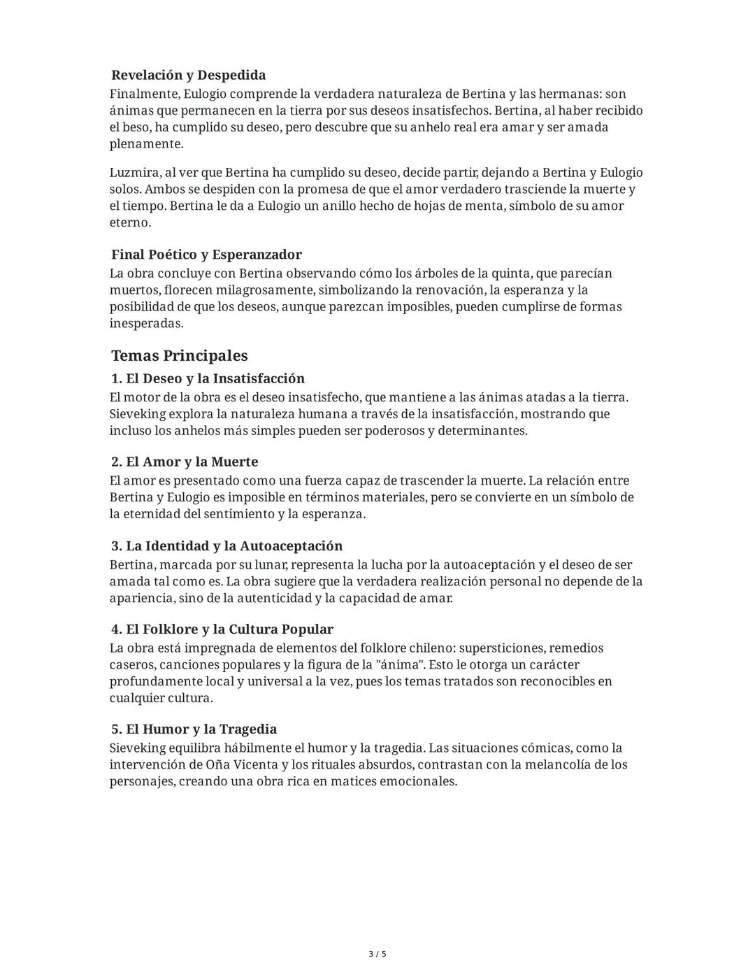 # Resumen Extenso de "Ánimas de día claro" de Alejandro
Sieveking

## Introducción y Contexto
"Ánimas de día claro" es una comedia en dos ac