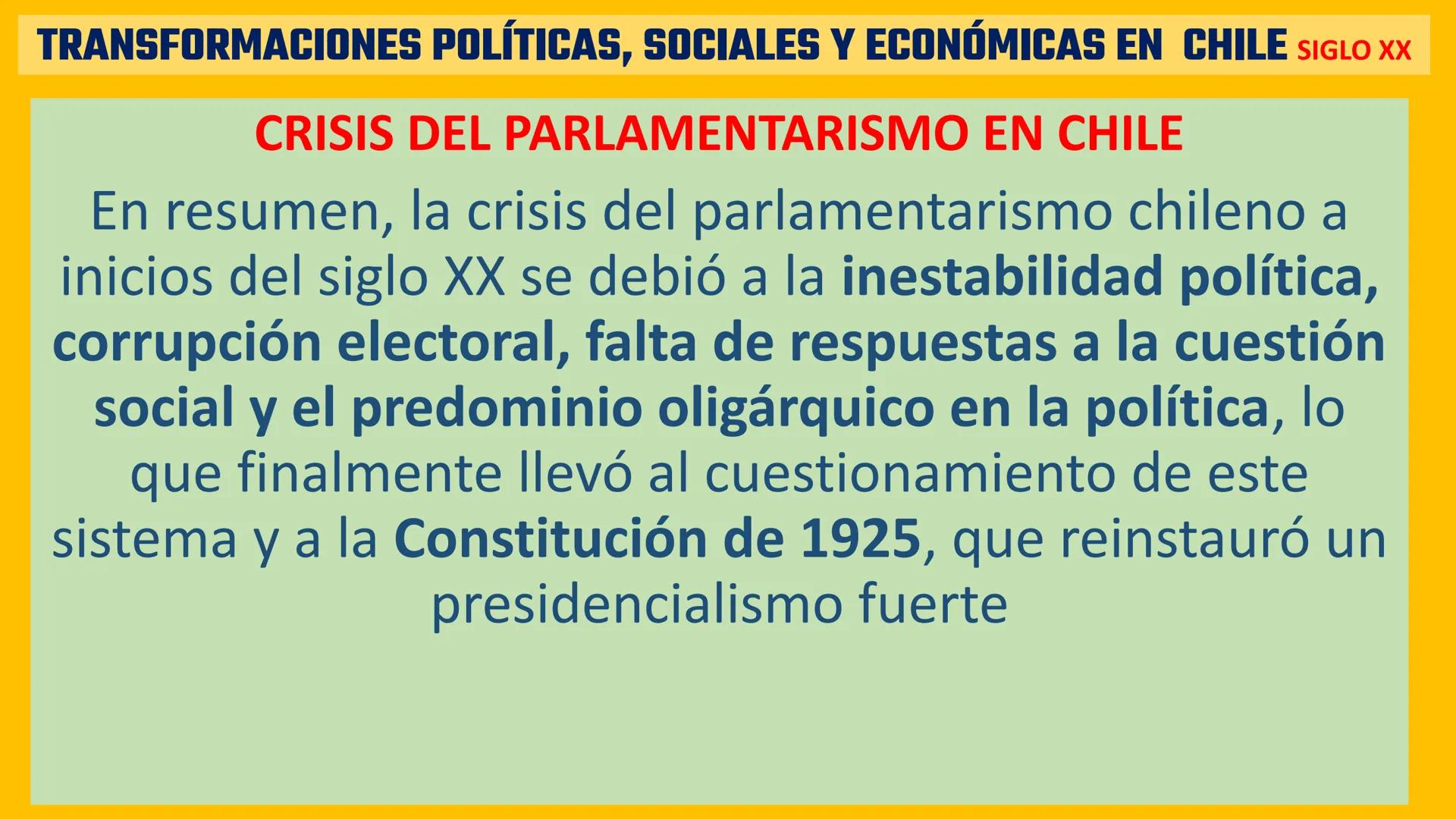 # TRANSFORMACIONES POLÍTICAS, SOCIALES Y ECONÓMICAS EN CHILE SIGLO XX

¿CÓMO CAMBIÓ CHILE ENTRE 1900 Y MEDIADOS DEL SIGLO XX? Pag 54

Tras l