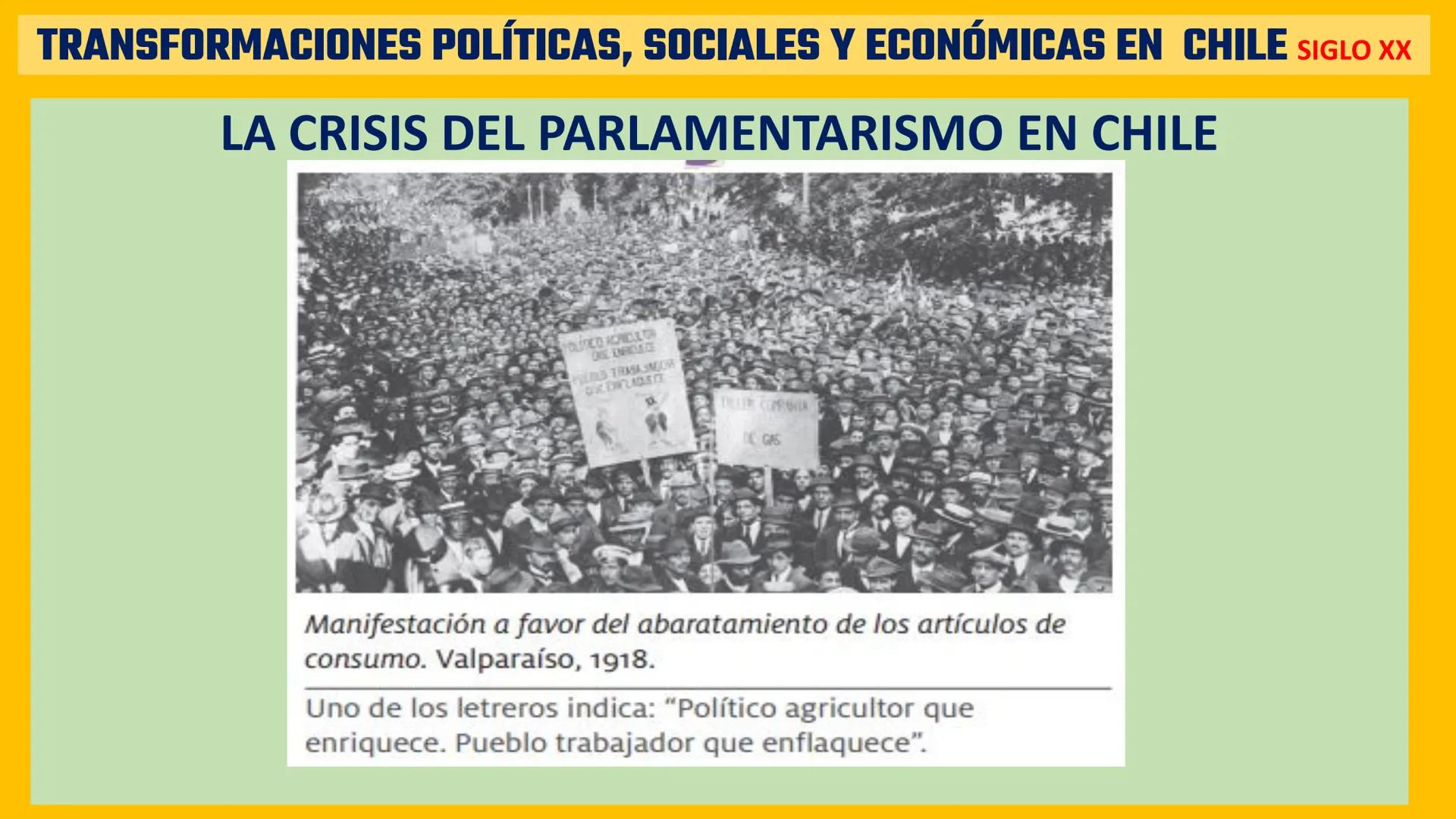 # TRANSFORMACIONES POLÍTICAS, SOCIALES Y ECONÓMICAS EN CHILE SIGLO XX

¿CÓMO CAMBIÓ CHILE ENTRE 1900 Y MEDIADOS DEL SIGLO XX? Pag 54

Tras l