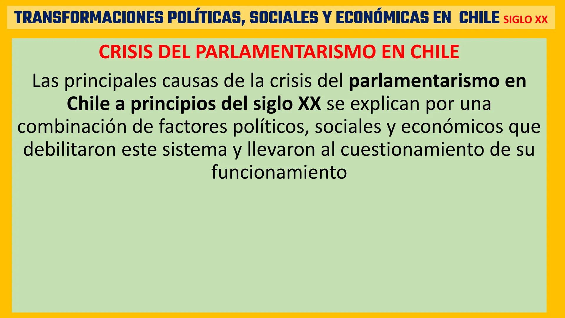 # TRANSFORMACIONES POLÍTICAS, SOCIALES Y ECONÓMICAS EN CHILE SIGLO XX

¿CÓMO CAMBIÓ CHILE ENTRE 1900 Y MEDIADOS DEL SIGLO XX? Pag 54

Tras l