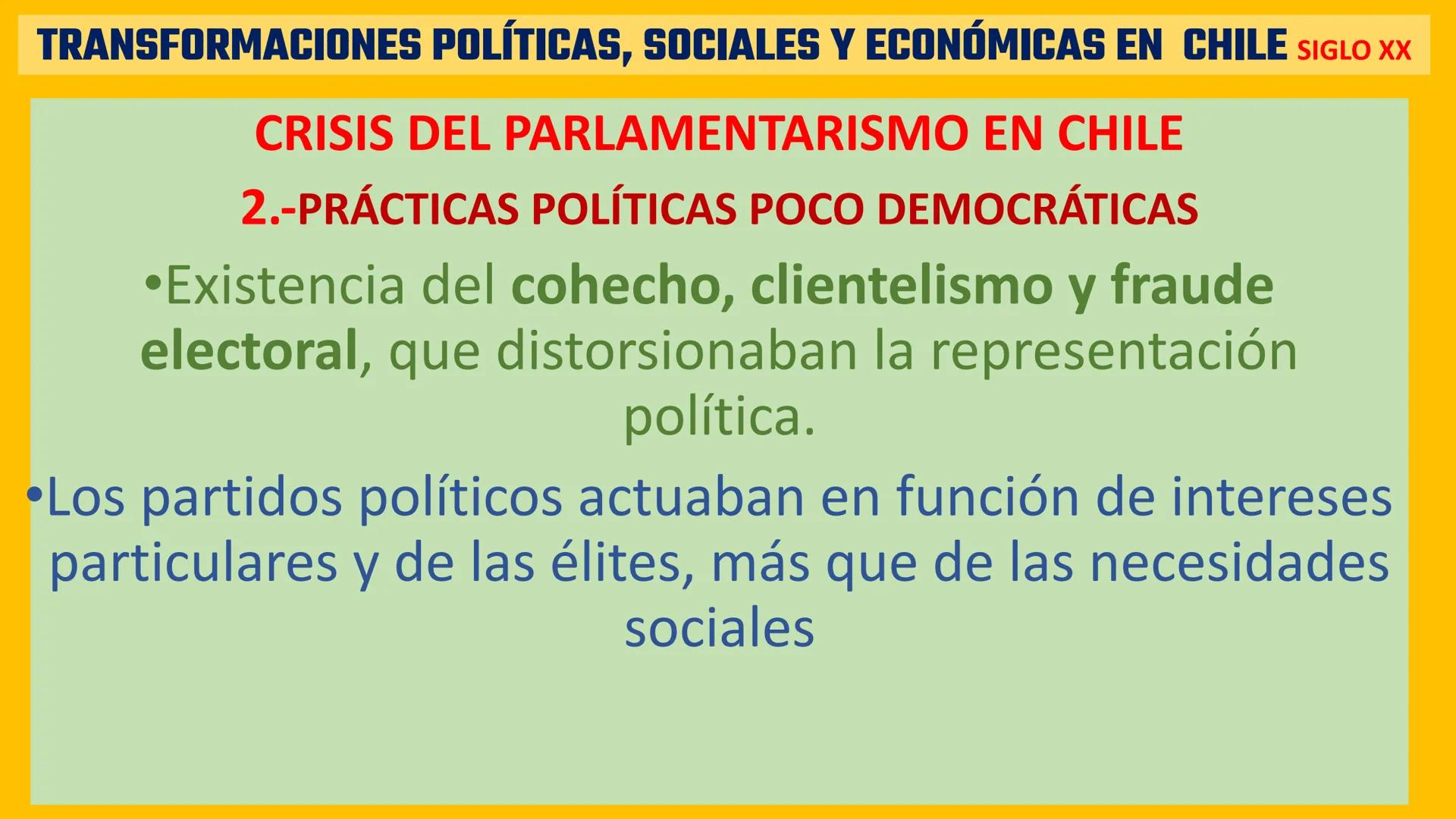 # TRANSFORMACIONES POLÍTICAS, SOCIALES Y ECONÓMICAS EN CHILE SIGLO XX

¿CÓMO CAMBIÓ CHILE ENTRE 1900 Y MEDIADOS DEL SIGLO XX? Pag 54

Tras l