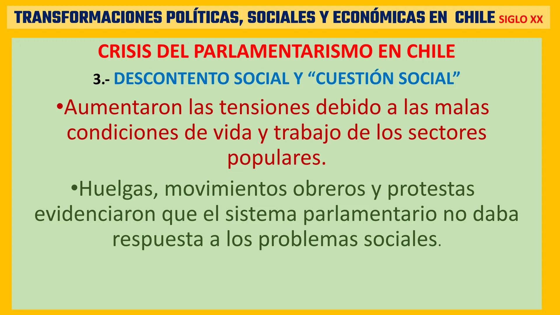 # TRANSFORMACIONES POLÍTICAS, SOCIALES Y ECONÓMICAS EN CHILE SIGLO XX

¿CÓMO CAMBIÓ CHILE ENTRE 1900 Y MEDIADOS DEL SIGLO XX? Pag 54

Tras l