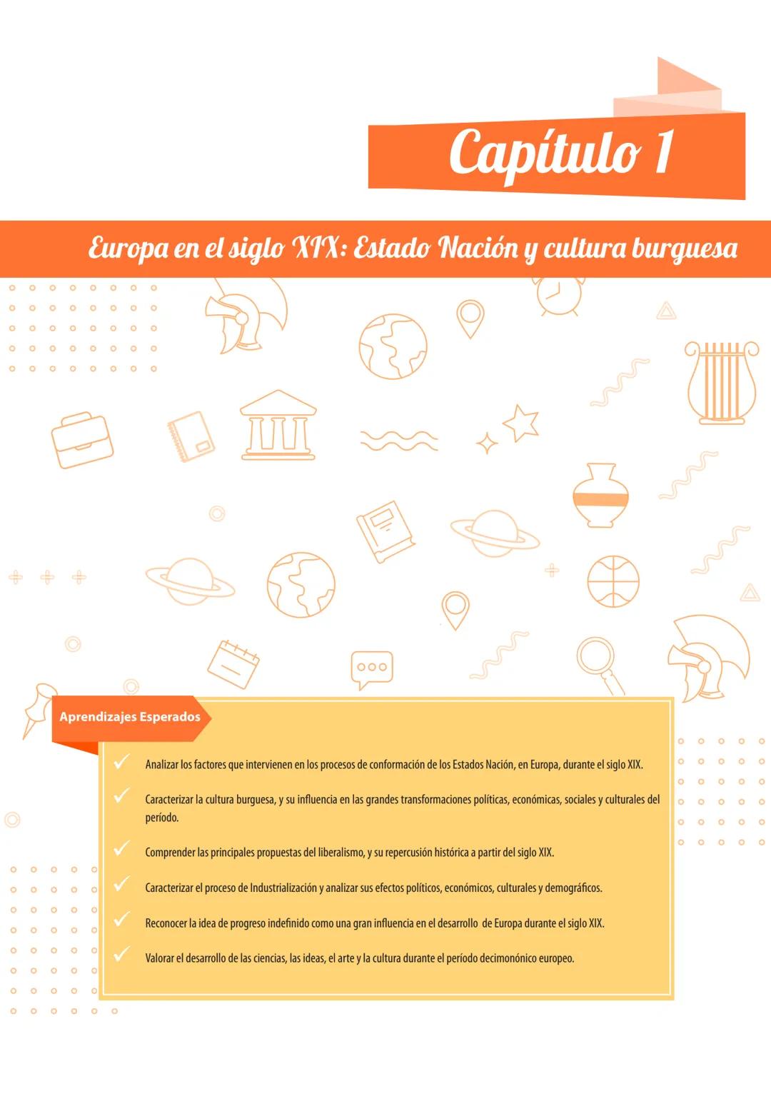 # Capítulo 1

Europa en el siglo XIX: Estado Nación y cultura burguesa

000

Aprendizajes Esperados

Analizar los factores que intervienen e