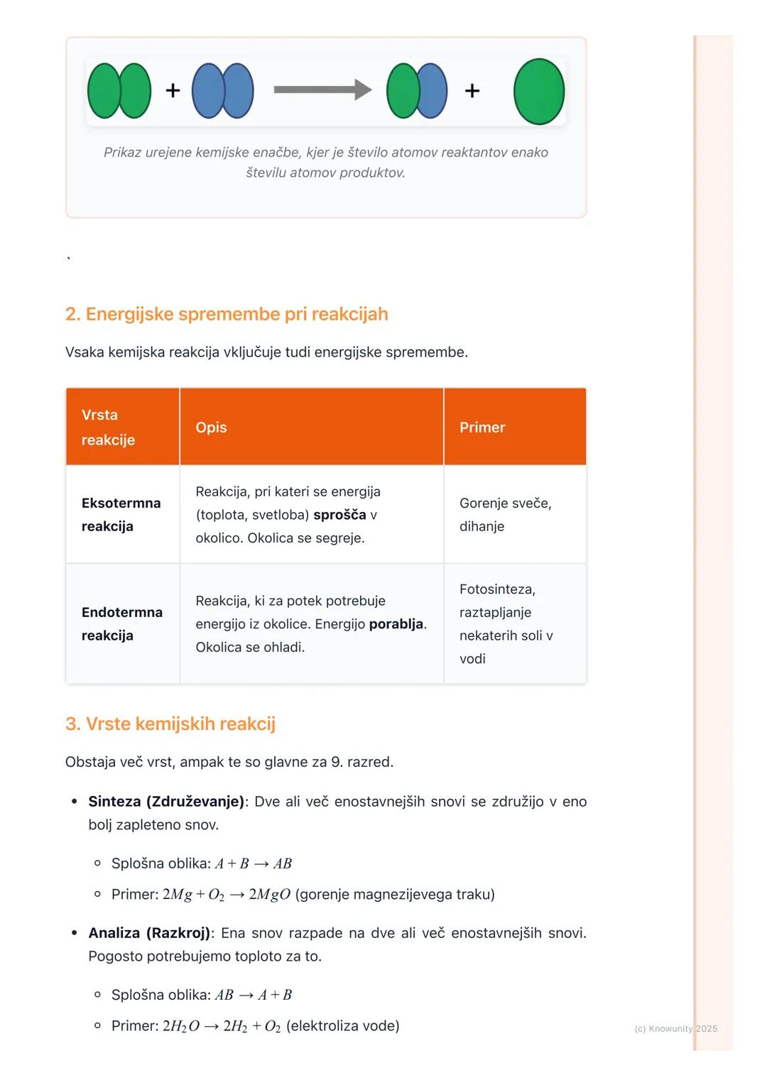 # Kemijske reakcije

Kaj so kemijske reakcije

Kemijska reakcija je proces, pri katerem se snovi spreminjajo in nastanejo nove
snovi z druga