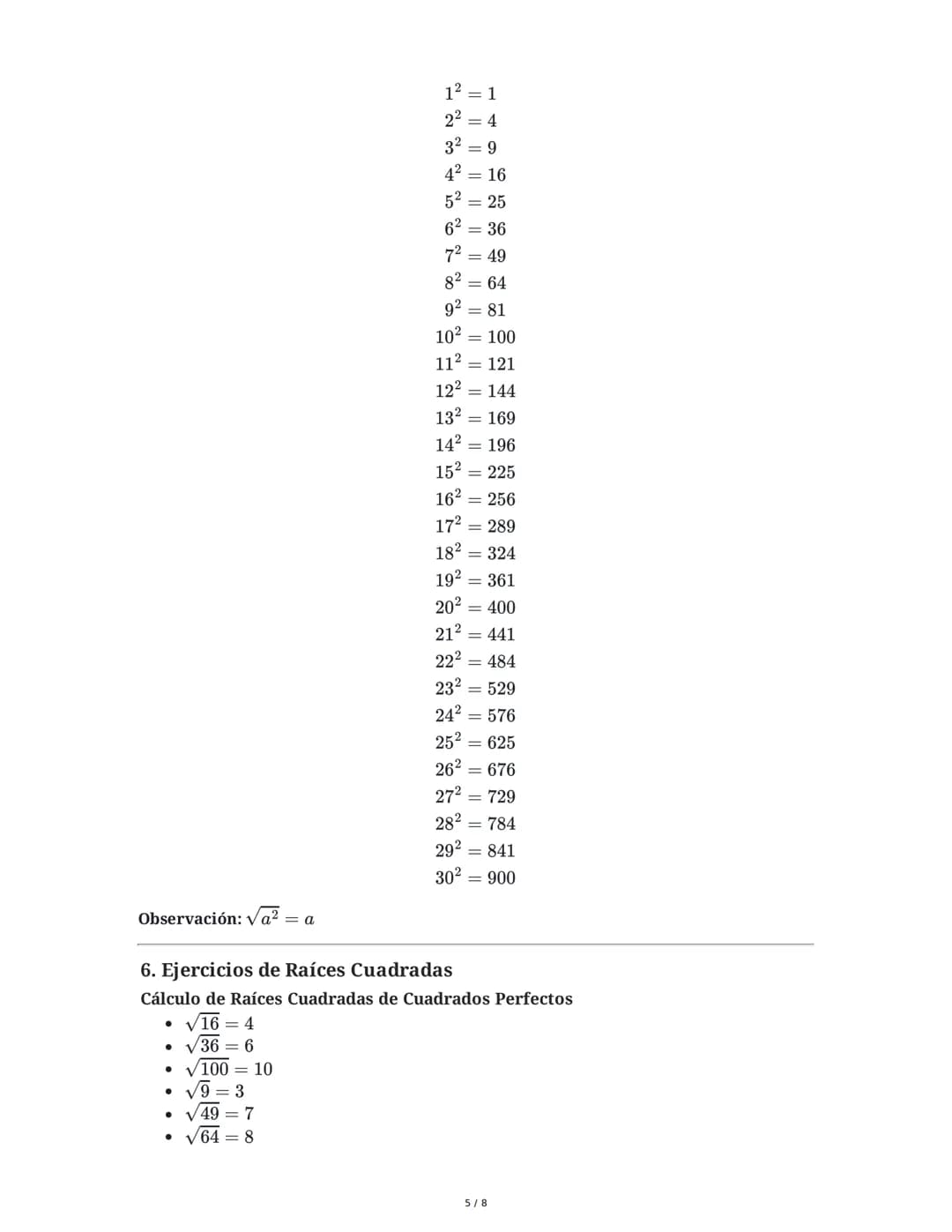 Resumen de Potencias, Notación Científica y Raíces Cuadradas

1. Potencias: Definición y Ejemplos Básicos
Las potencias son una forma abrevi