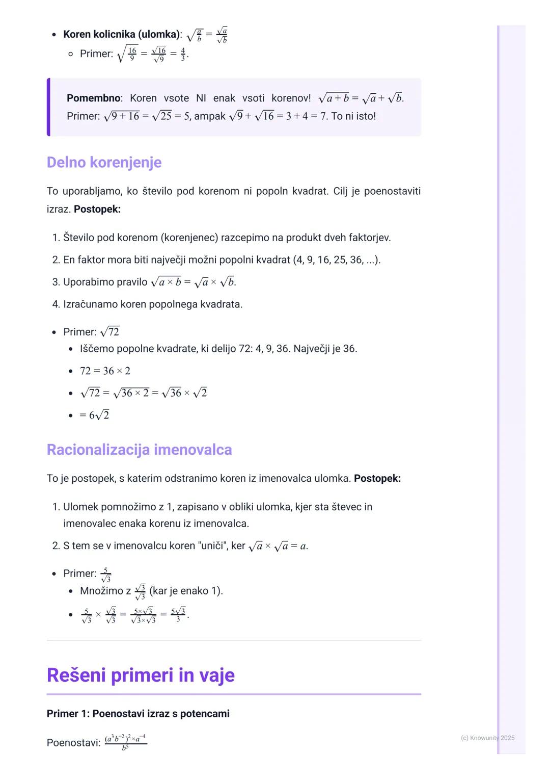 # Potence in koreni

Uvod v potence in korene

Potence so v bistvu okrajšava za večkratno množenje istega števila s samim
seboj. Na primer, 