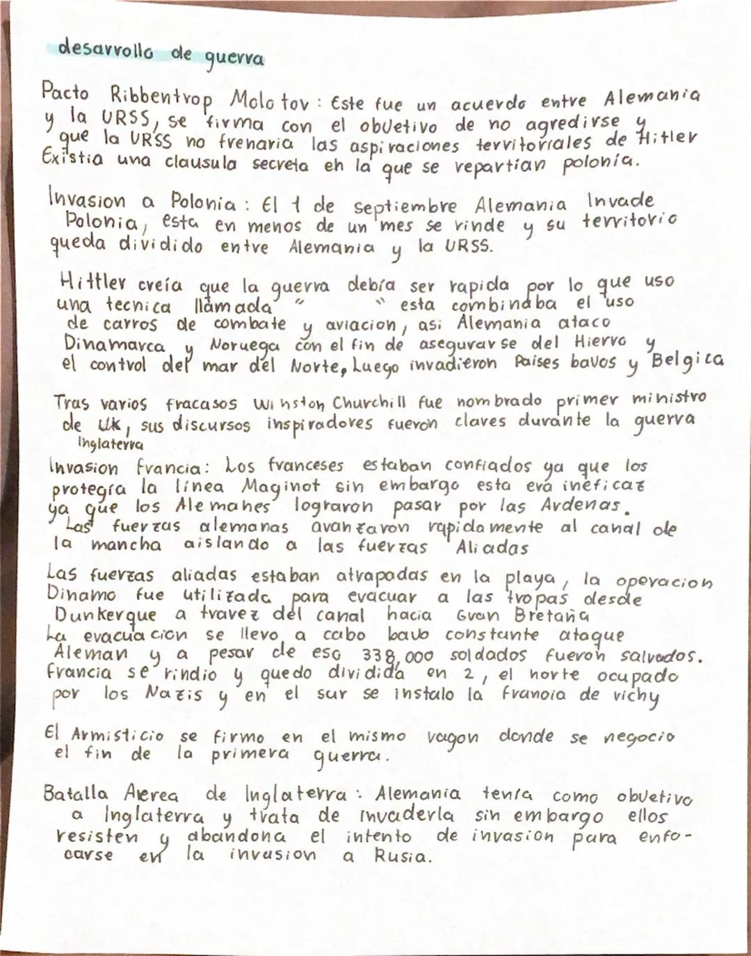 # desarrollo de guerra

Pacto Ribbentrop Molotov : Este fue un acuerdo entre Alemania y la URSS, se firma con el objetivo de no agredirse y 