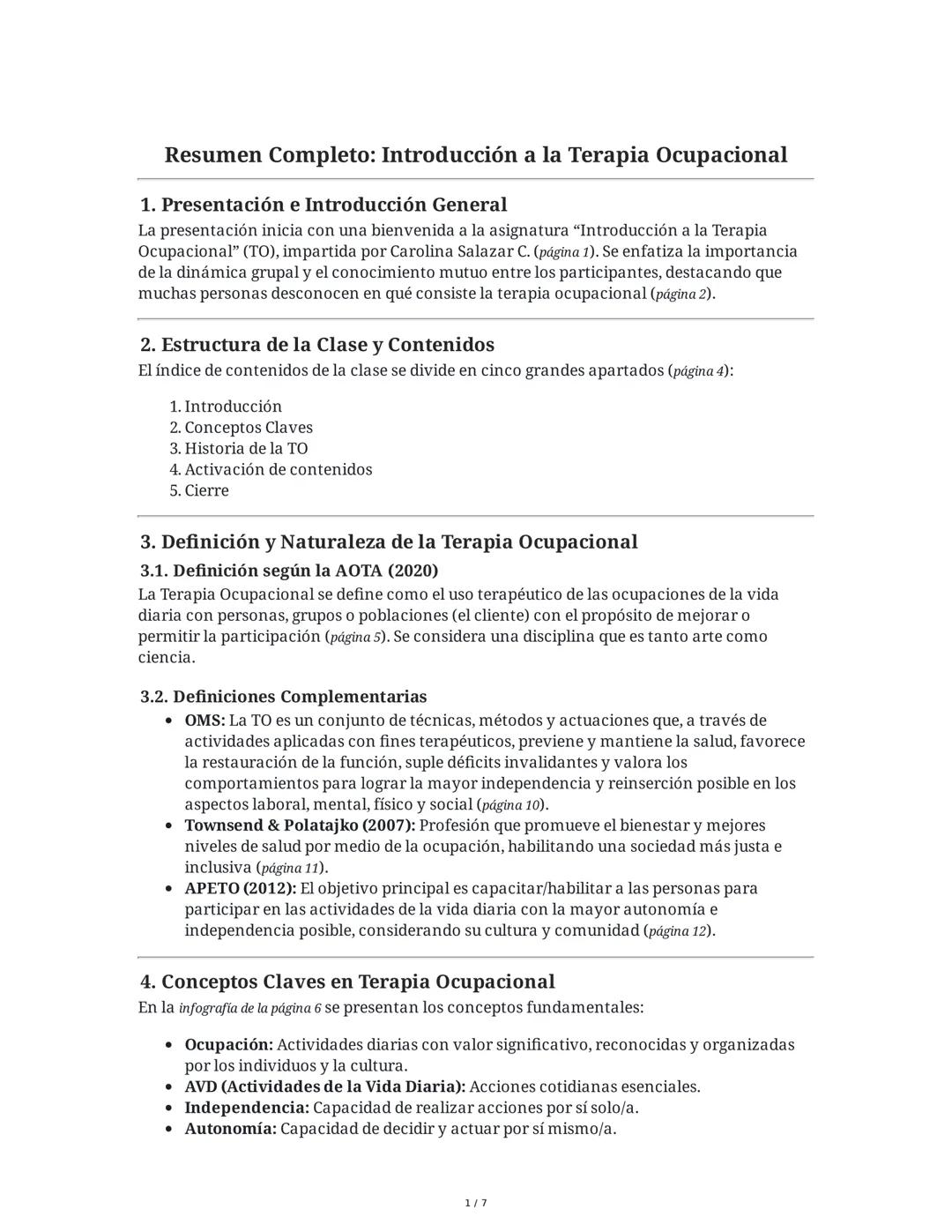 Introducción a la Terapia Ocupacional