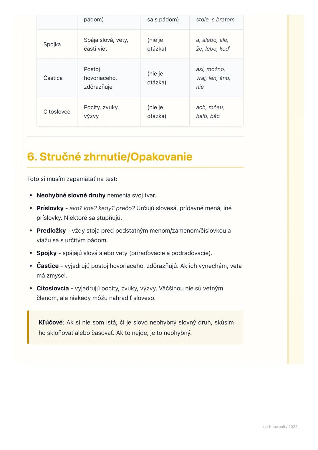 # Neohybné slovné druhy

1. Prehľad neohybných slovných druhov

Takže, ideme si zopakovať a prehĺbiť neohybné slovné druhy. Sú to slová, kto