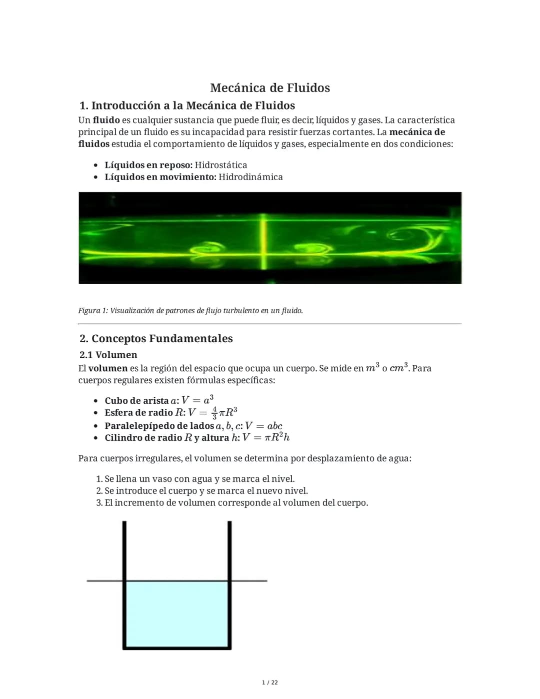--- OCR Start ---
Mecánica de Fluidos
1. Introducción a la Mecánica de Fluidos
Un fluido es cualquier sustancia que puede fluir, es decir, l