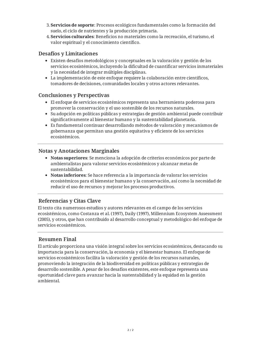 Resumen del Documento sobre Servicios Ecosistémicos
Introducción y Contexto
El documento es un artículo de la Revista BioCiencias (Enero 201