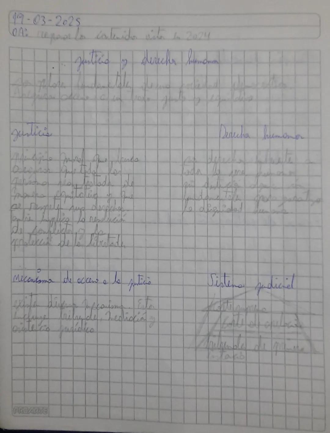 # 19-03-2025
01: repaso la calentador visto la 2024

## Justicia y derecho humano

*pilar fundamental de una sociedad democrática.  
*Base d