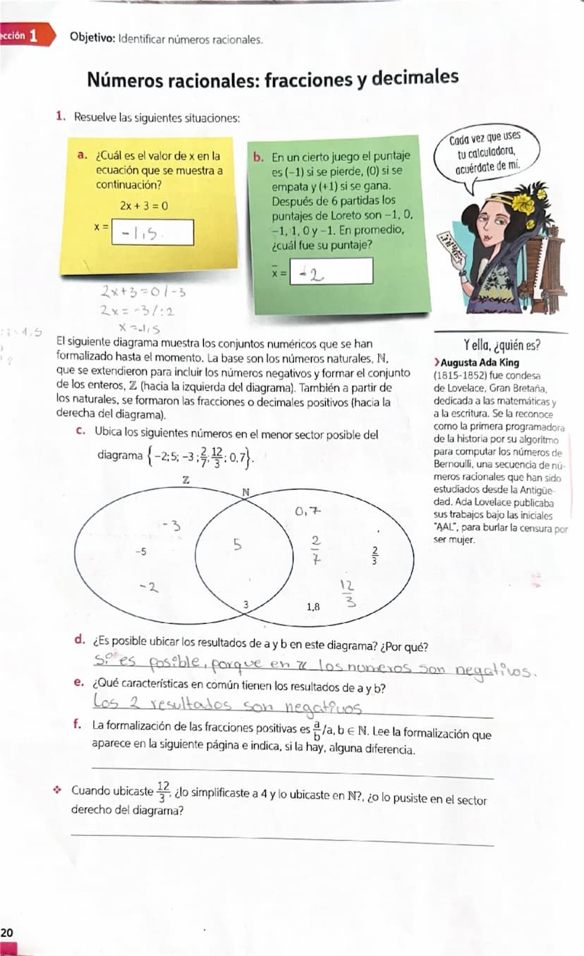 ección 1
Objetivo: Identificar números racionales.
Números racionales: fracciones y decimales
1. Resuelve las siguientes situaciones:
a. ¿Cu