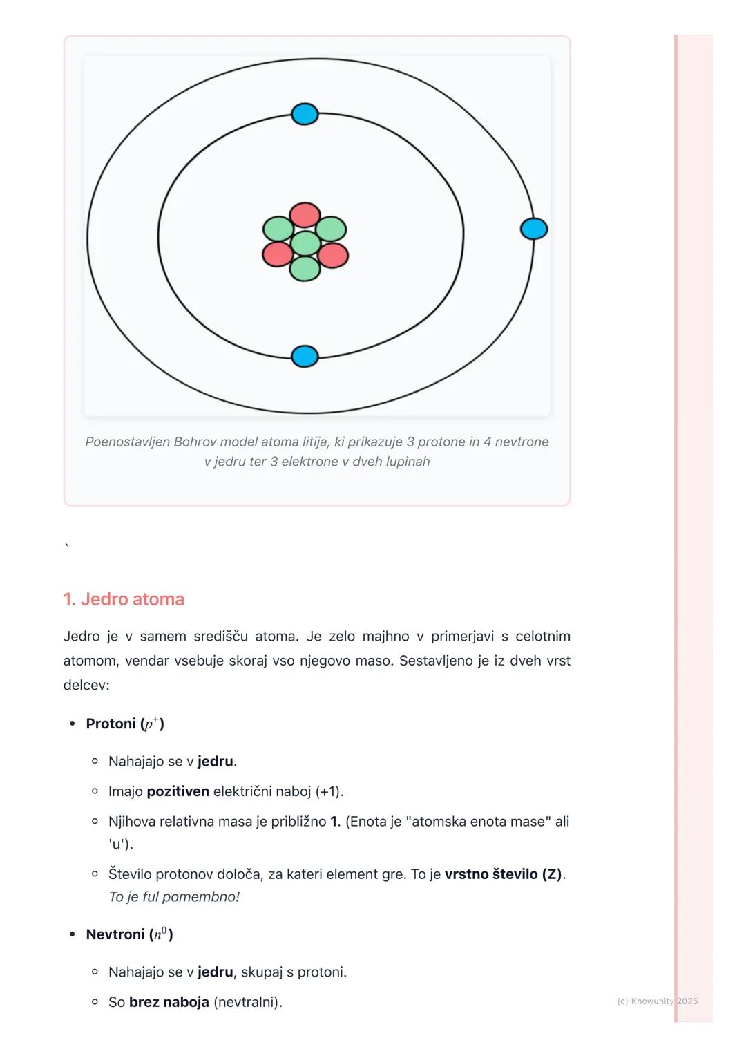 # Zgradba atoma

Uvod v zgradbo atoma

Vse snovi okoli nas so sestavljene iz majhnih delcev, ki jih imenujemo atomi.
Atomi so osnovni gradni