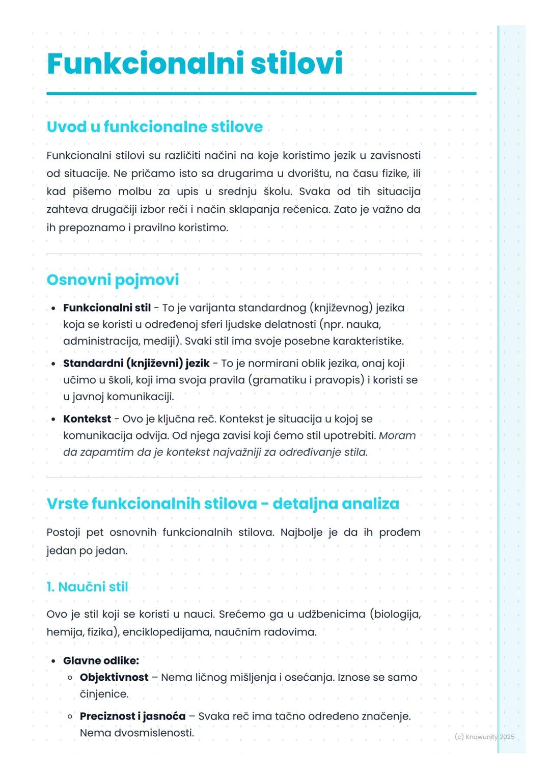 # Funkcionalni stilovi

Uvod u funkcionalne stilove

Funkcionalni stilovi su različiti načini na koje koristimo jezik u zavisnosti
od situac