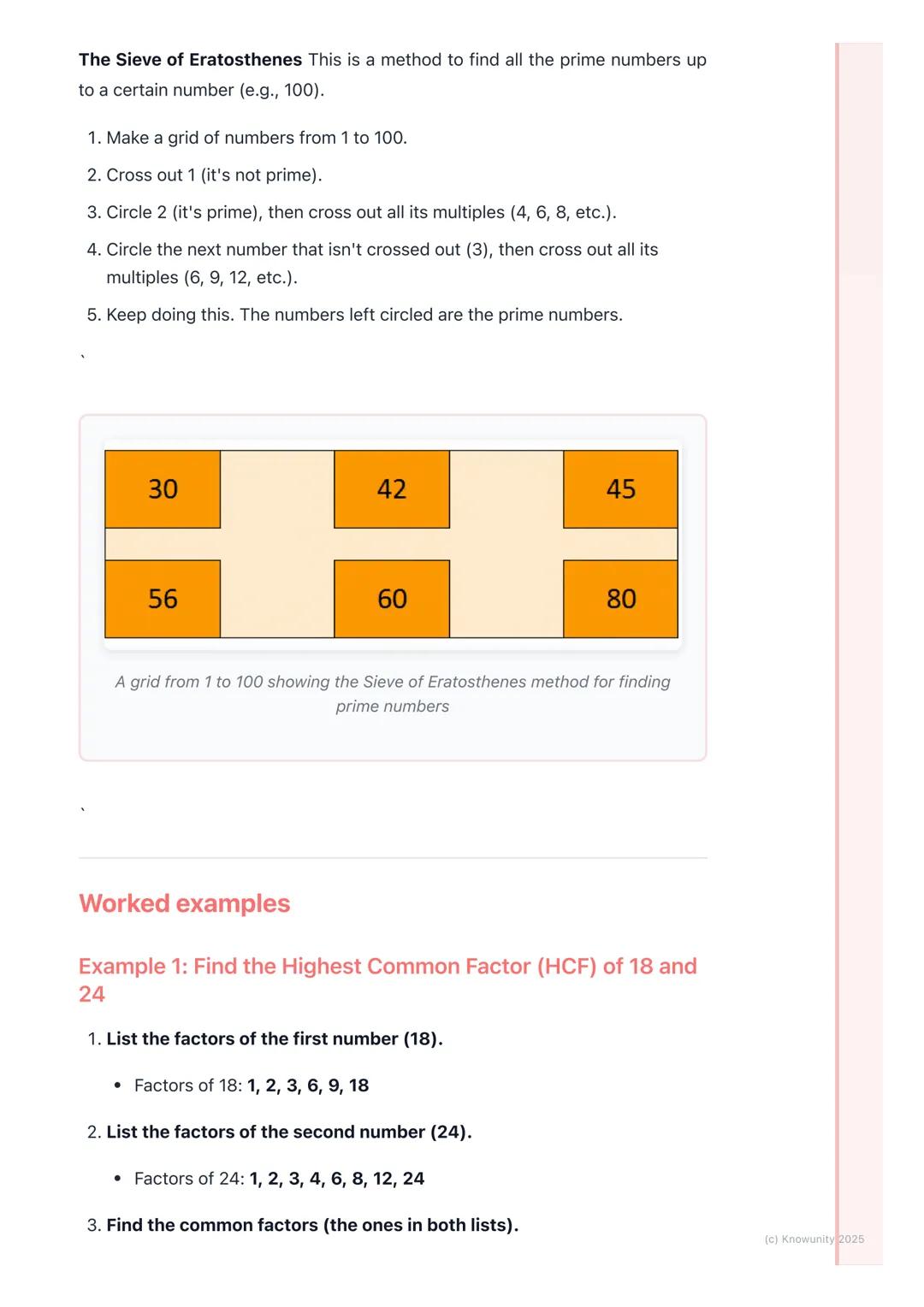 # Factors, Multiples, and Primes

What this topic is about

This is all about breaking numbers down and building them up. We're looking
at w
