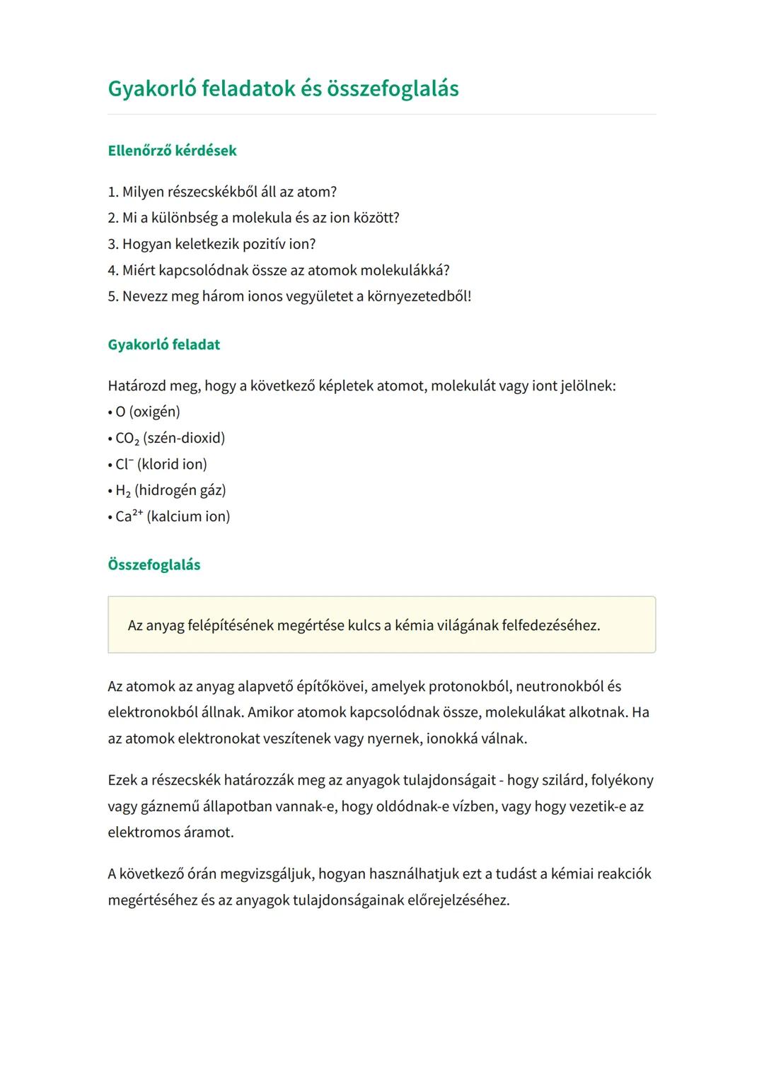 Az anyagok szerkezete: atomok,
molekulák és ionok
Az anyag legkisebb részecskéinek megismerése és tulajdonságaik
Kémia • Grade 8 • Hungary
M