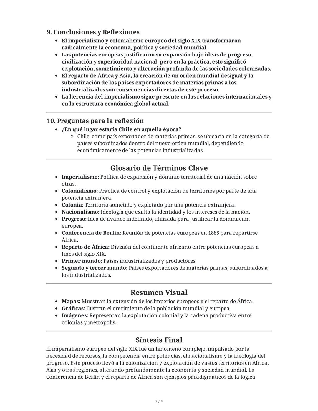 Resumen: Imperialismo y Colonialismo Europeo en el Siglo XIX
1. Antecedentes del Imperialismo
Contexto Económico y Político
• Expansión y co