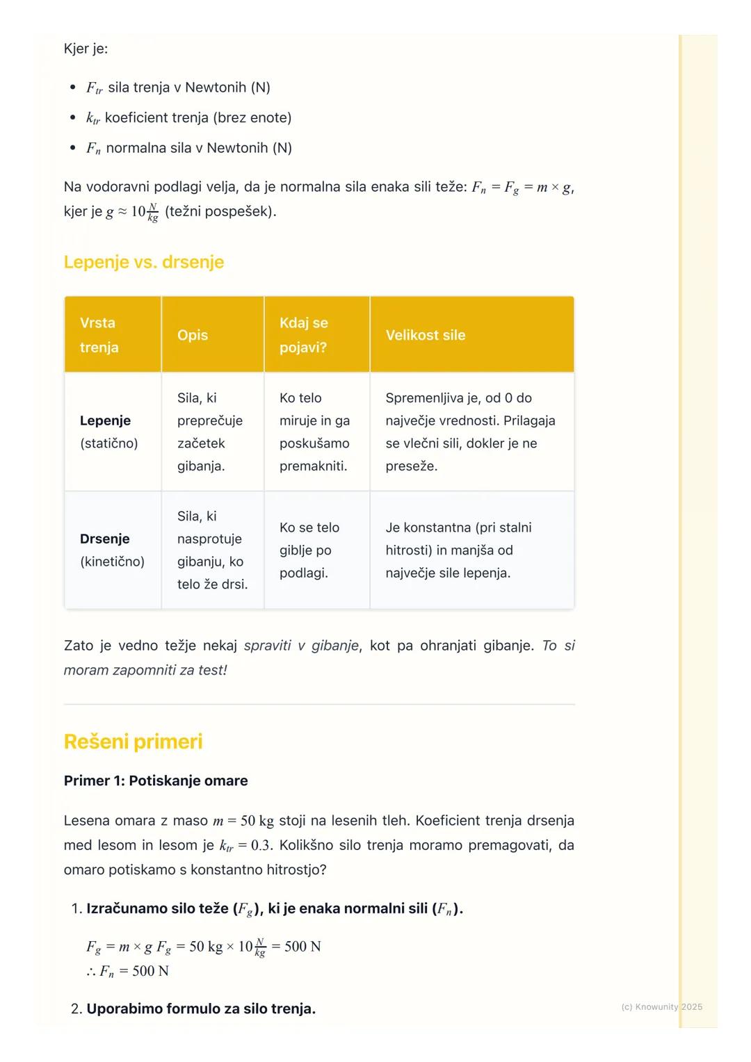 # Trenje

Uvod v trenje

Trenje je sila, ki se pojavi med dvema ploskvama, ki se dotikata in drsita ali se
poskušata drsati druga ob drugi. 