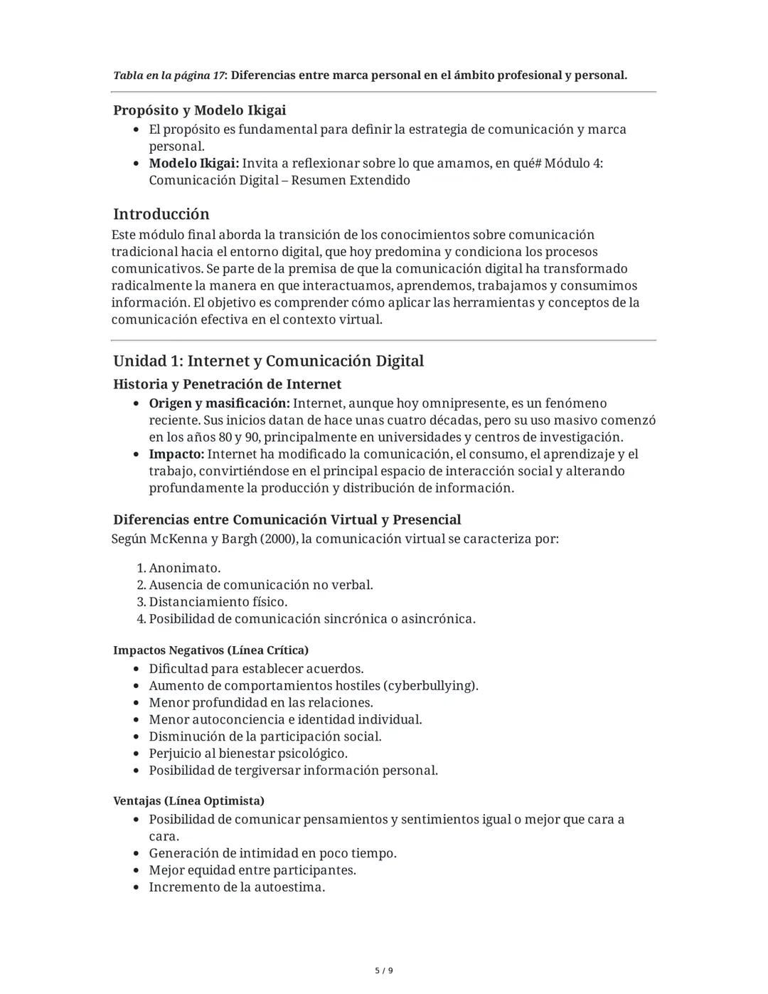 # Módulo 4: Comunicación Digital - Resumen Extendido

## Introducción

Este módulo aborda la transición de la comunicación tradicional a la 