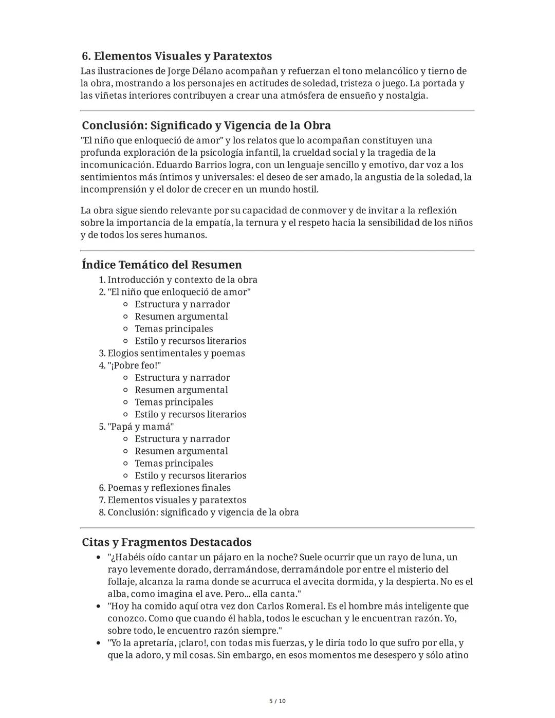 Resumen Integral de "El niño que enloqueció de amor" y
Textos Anexos
Introducción y Contexto de la Obra
"El niño que enloqueció de amor" es 