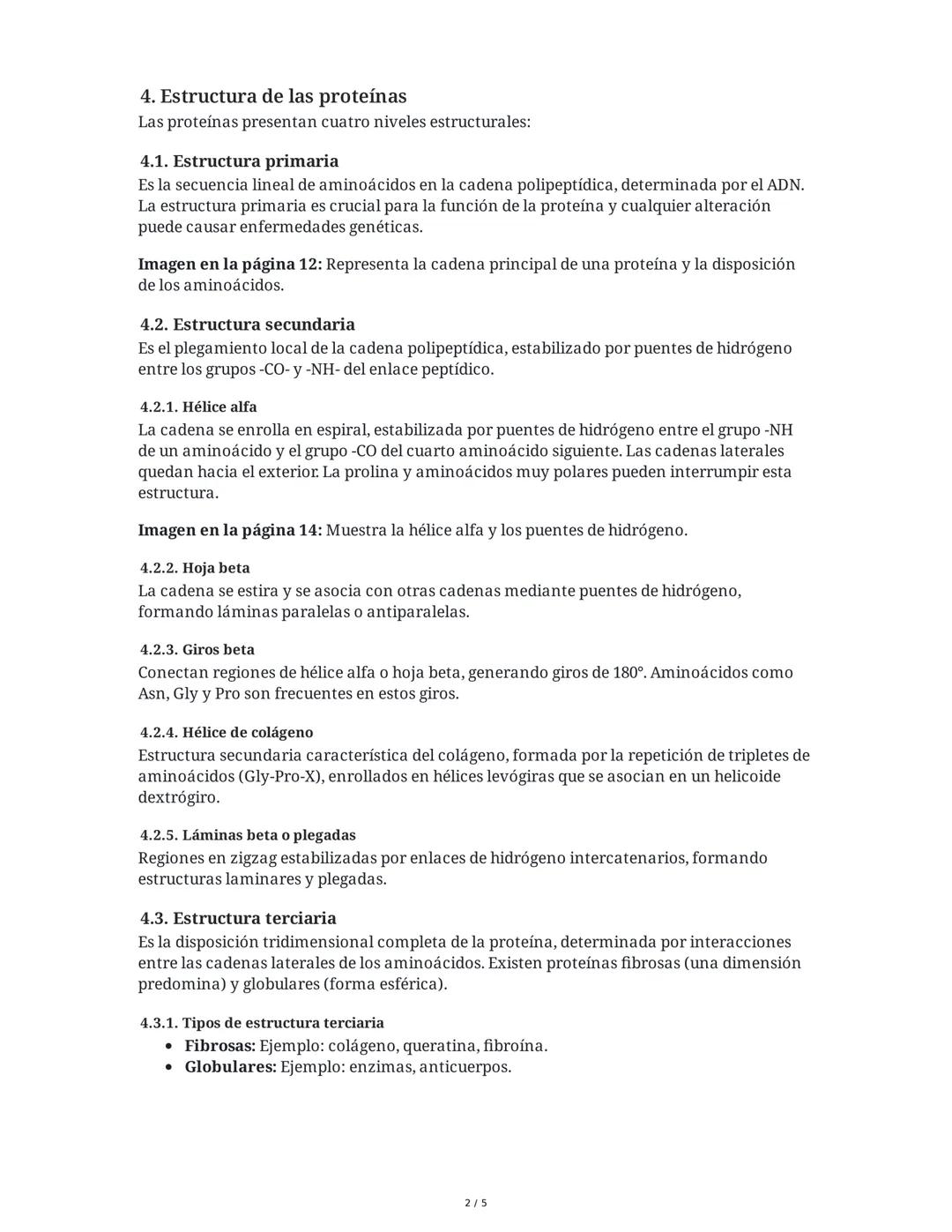 Estructura y Propiedades de las Proteínas
1. Introducción
Las proteínas son biomoléculas esenciales compuestas principalmente por carbono,
h