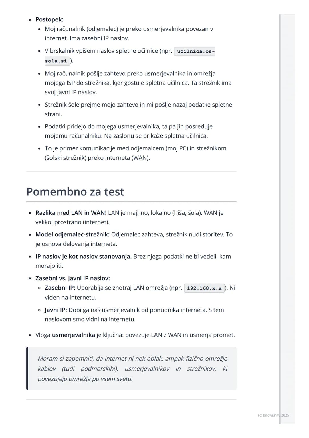 # Računalniška omrežja in
internet

Uvod v računalniška omrežja

Računalniško omrežje je v bistvu skupina dveh ali več med seboj povezanih
r