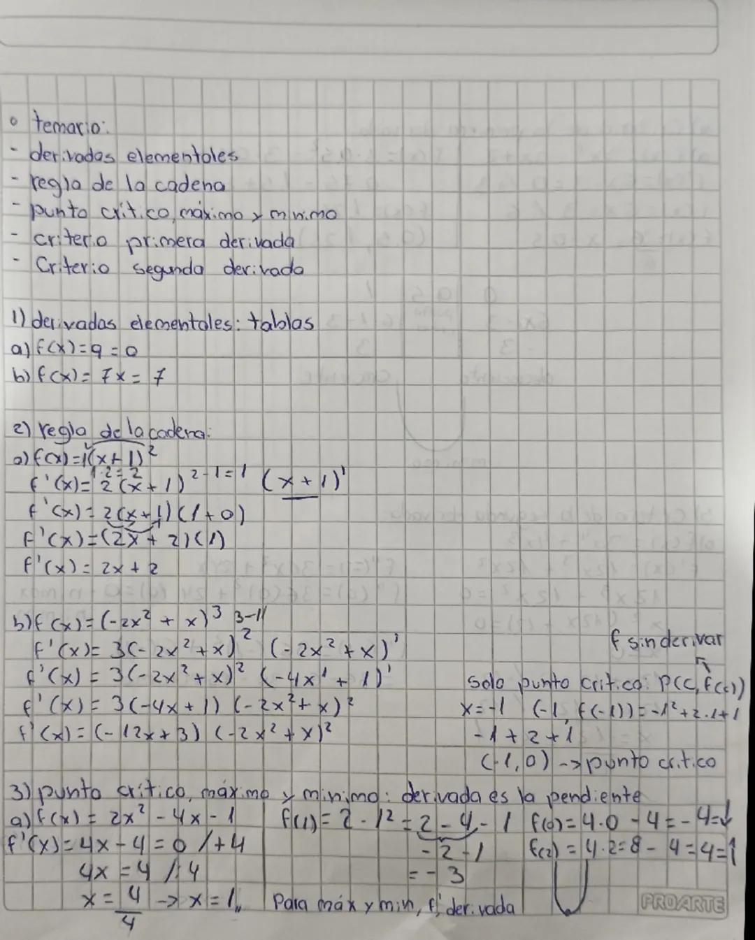 - temario.
derivadas elementoles
- regla de la cadena
- punto critico máximo y minimo
- criterio primera derivada
- Criterio segunda derivad