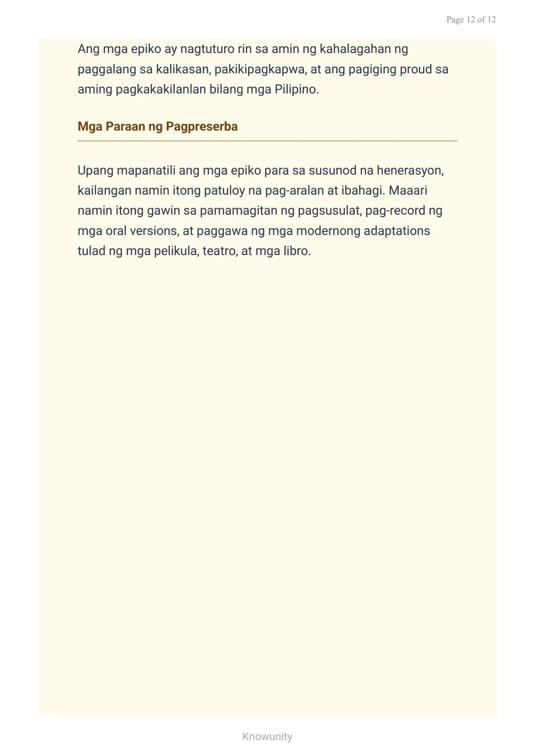# Epiko: Mga Katangian at Halimbawa sa Panitikang Pilipino

Pag-aaral sa mga katangian ng epiko at mga halimbawang akda

## Mga Layuning Pan