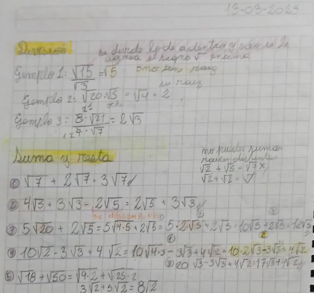 Raíces cuadras en Duma y resta