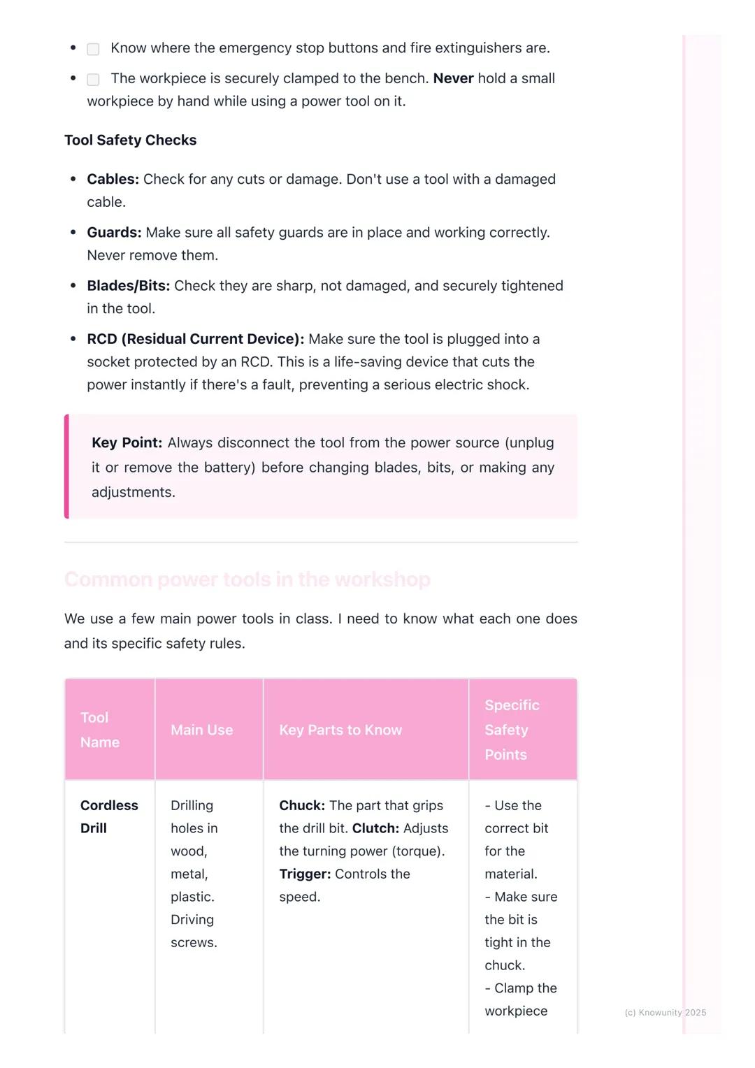 # Basic Power Tools and Safety

An introduction to power tools

Power tools use an external power source, like electricity from a plug, a
ba