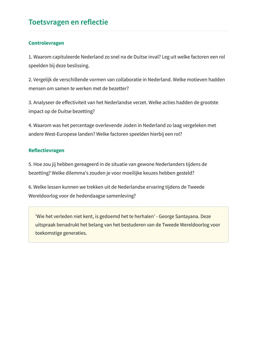 Nederland in de Tweede Wereldoorlog:
bezetting en verzet
De Duitse bezetting van Nederland en het Nederlandse verzet 1940-1945
Geschiedenis 