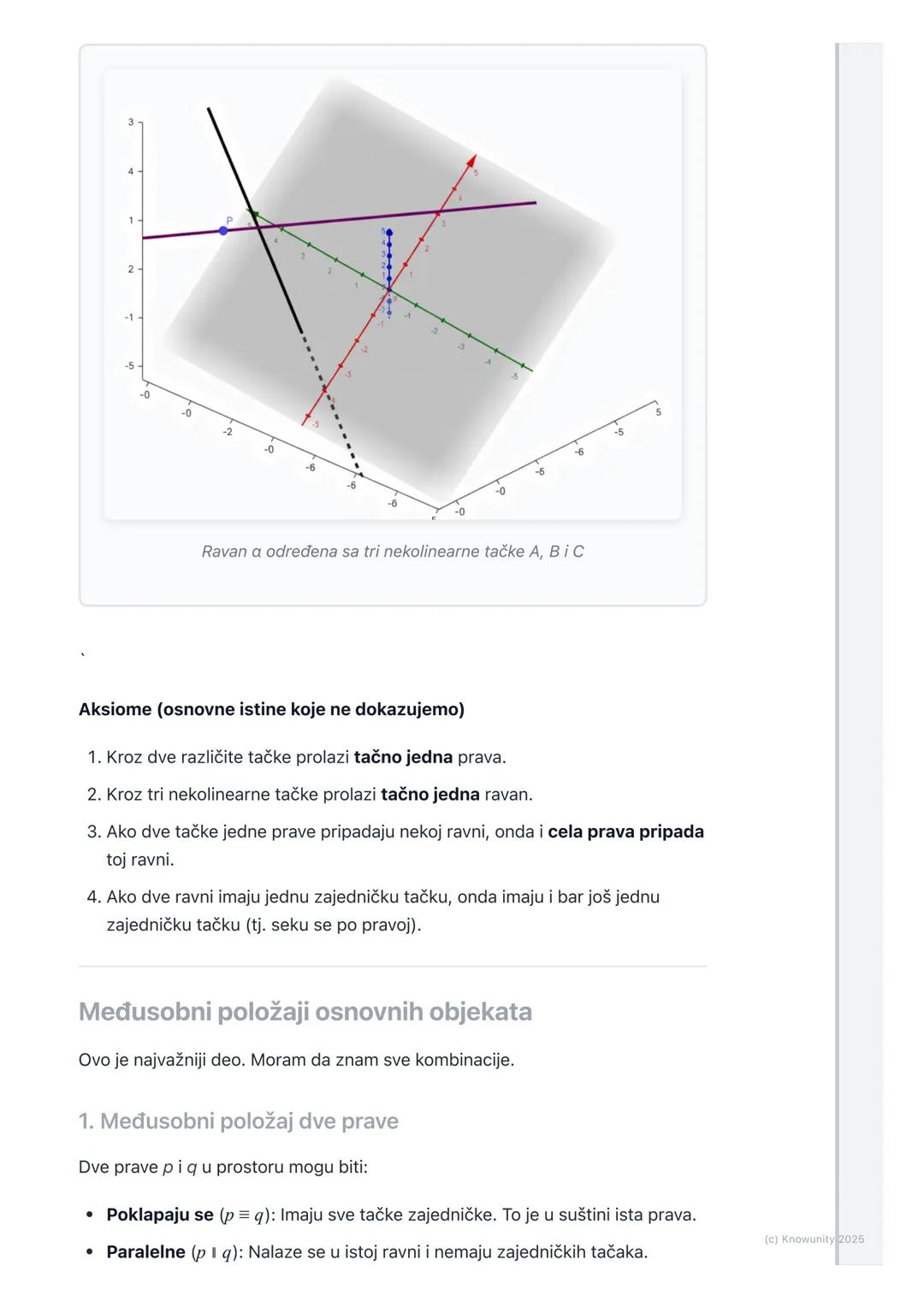 # Tačka, prava i ravan u prostoru

Uvod u geometriju u prostoru

Do sada smo radili geometriju u ravni (planimetriju). Sada prelazimo na
geo