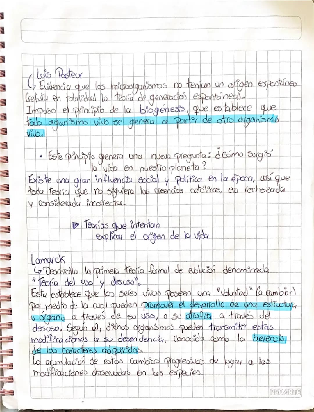 --- OCR Start ---
Biología Teorías evolutivas
Origen de la vida y terrías evolutivas.
Creacionismo Corriente de pensamiento que surge a fina